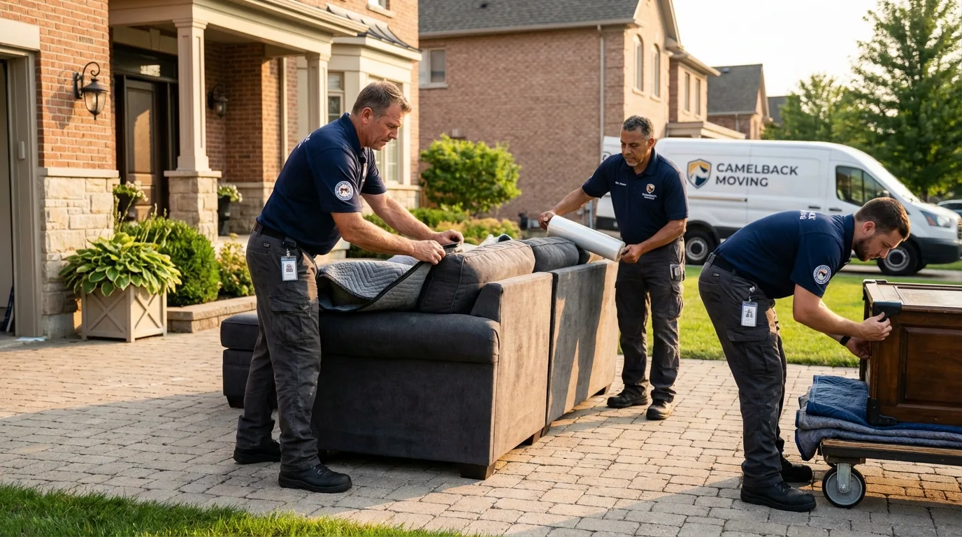 Large estate moving crew wrapping furniture in Delta, UT